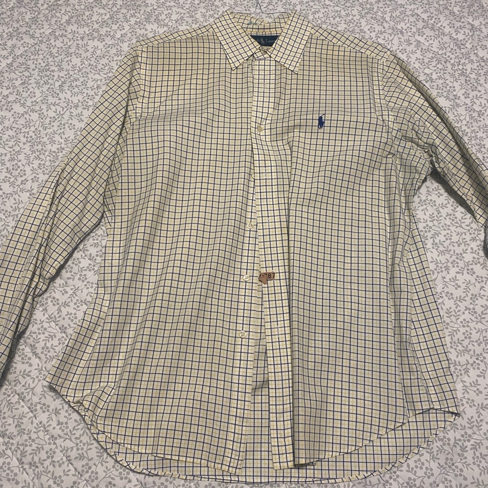 Ralph Lauren Cream and Blue Checkered Shirt